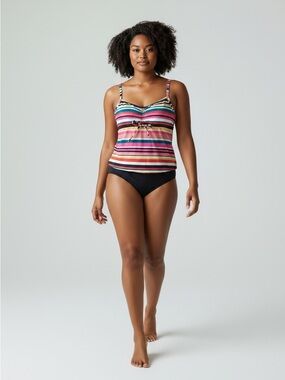 Christina Multicolor Striped Top w Black Bottom